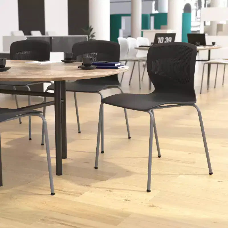 Flash Furniture HERCULES Series Commercial Grade 770 lb. Capacity Ergonomic Stack Chair with Lumbar Support and Steel Frame