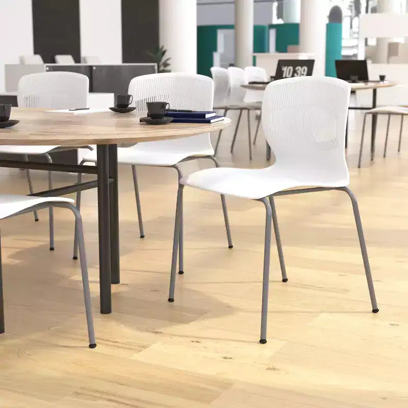Flash Furniture HERCULES Series Commercial Grade 770 lb. Capacity Ergonomic Stack Chair with Lumbar Support and Steel Frame