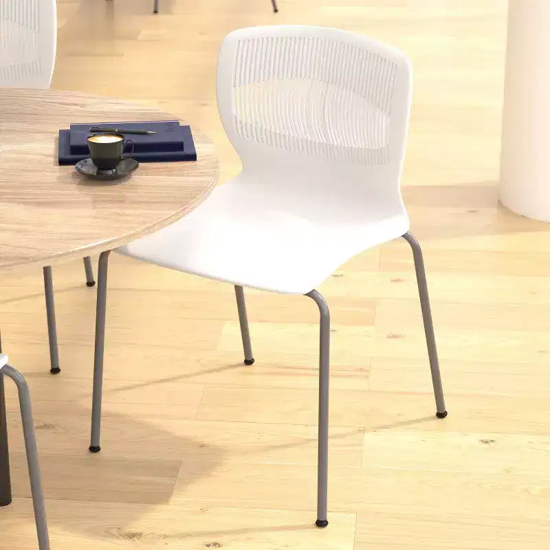 Flash Furniture HERCULES Series Commercial Grade 770 lb. Capacity Ergonomic Stack Chair with Lumbar Support and Steel Frame