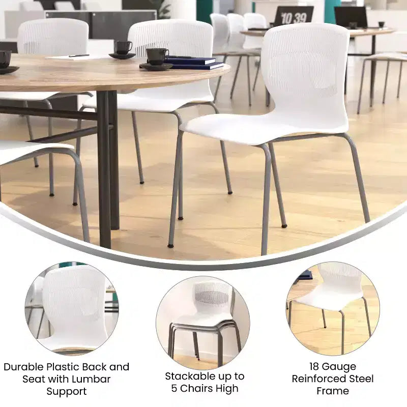 Flash Furniture HERCULES Series Commercial Grade 770 lb. Capacity Ergonomic Stack Chair with Lumbar Support and Steel Frame