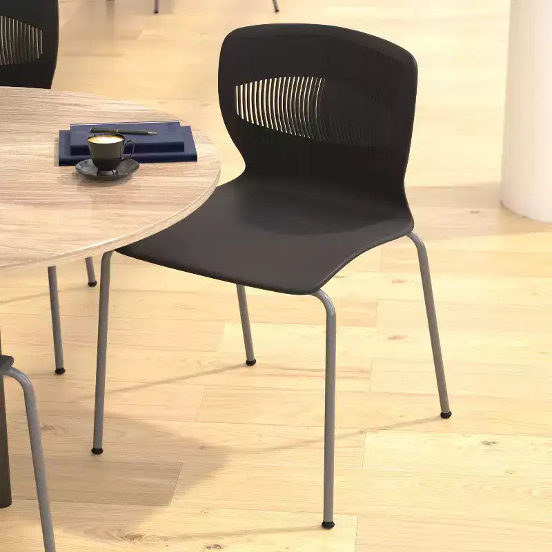 Flash Furniture HERCULES Series Commercial Grade 770 lb. Capacity Ergonomic Stack Chair with Lumbar Support and Steel Frame