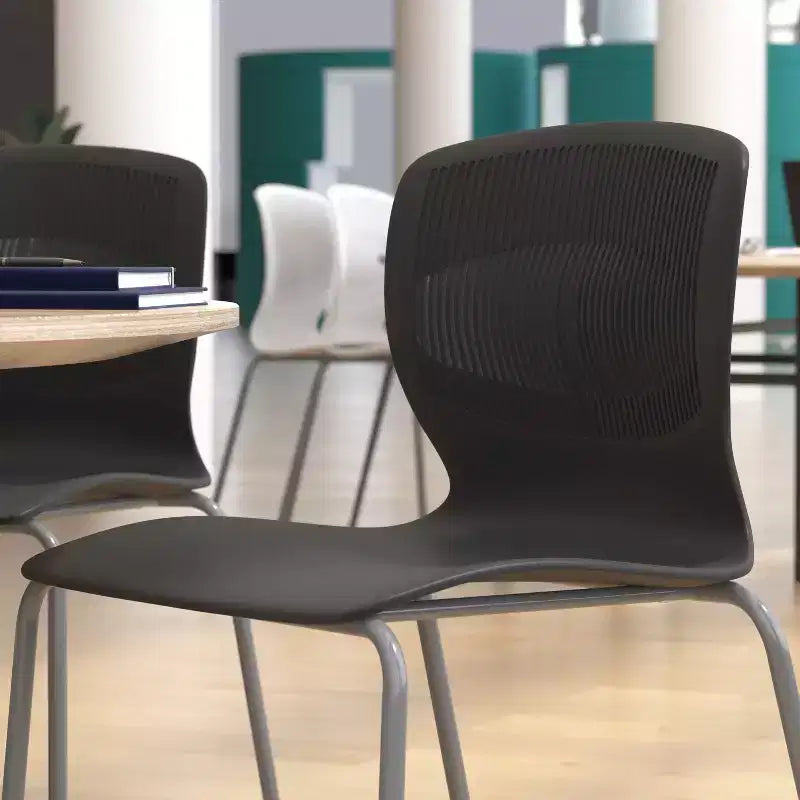 Flash Furniture HERCULES Series Commercial Grade 770 lb. Capacity Ergonomic Stack Chair with Lumbar Support and Steel Frame
