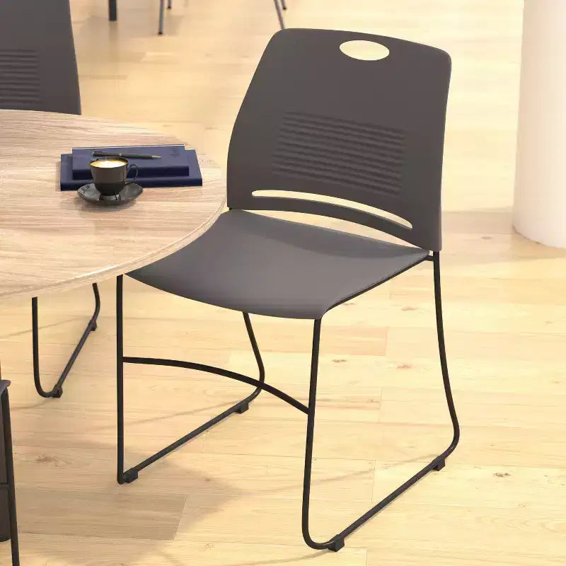 Flash Furniture HERCULES Series Commercial Grade 660 lb. Capacity Plastic Stack Chair with Powder Coated Sled Base Frame and Integrated Carrying Handle