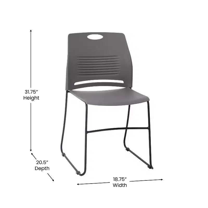 Flash Furniture HERCULES Series Commercial Grade 660 lb. Capacity Plastic Stack Chair with Powder Coated Sled Base Frame and Integrated Carrying Handle