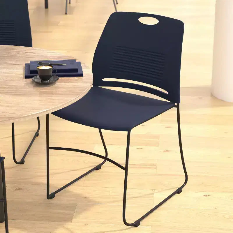 Flash Furniture HERCULES Series Commercial Grade 660 lb. Capacity Plastic Stack Chair with Powder Coated Sled Base Frame and Integrated Carrying Handle