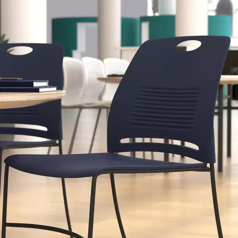 Flash Furniture HERCULES Series Commercial Grade 660 lb. Capacity Plastic Stack Chair with Powder Coated Sled Base Frame and Integrated Carrying Handle