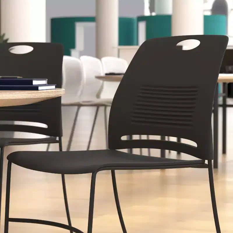 Flash Furniture HERCULES Series Commercial Grade 660 lb. Capacity Plastic Stack Chair with Powder Coated Sled Base Frame and Integrated Carrying Handle