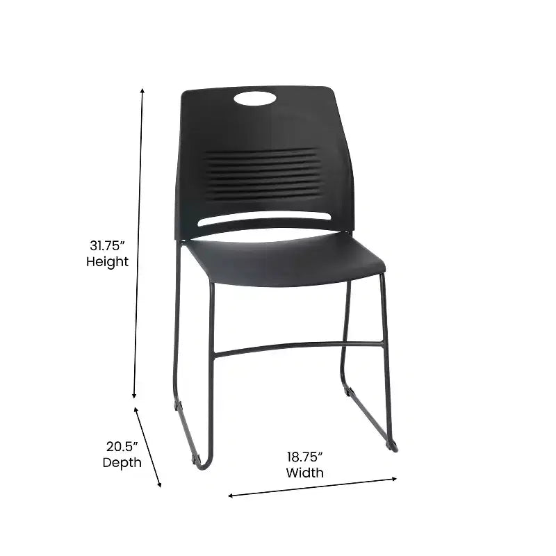 Flash Furniture HERCULES Series Commercial Grade 660 lb. Capacity Plastic Stack Chair with Powder Coated Sled Base Frame and Integrated Carrying Handle
