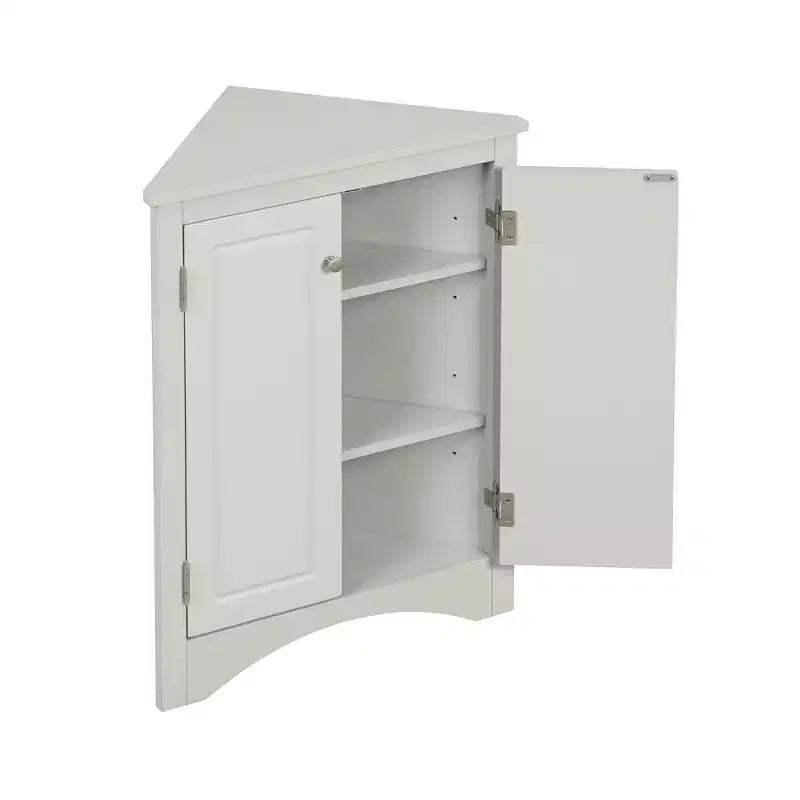Rustic Corner Bathroom Storage Cabinet with Adjustable Shelves, Freestanding Floor Wood Cabinet - ModernLuxe