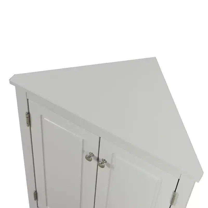 Rustic Corner Bathroom Storage Cabinet with Adjustable Shelves, Freestanding Floor Wood Cabinet - ModernLuxe