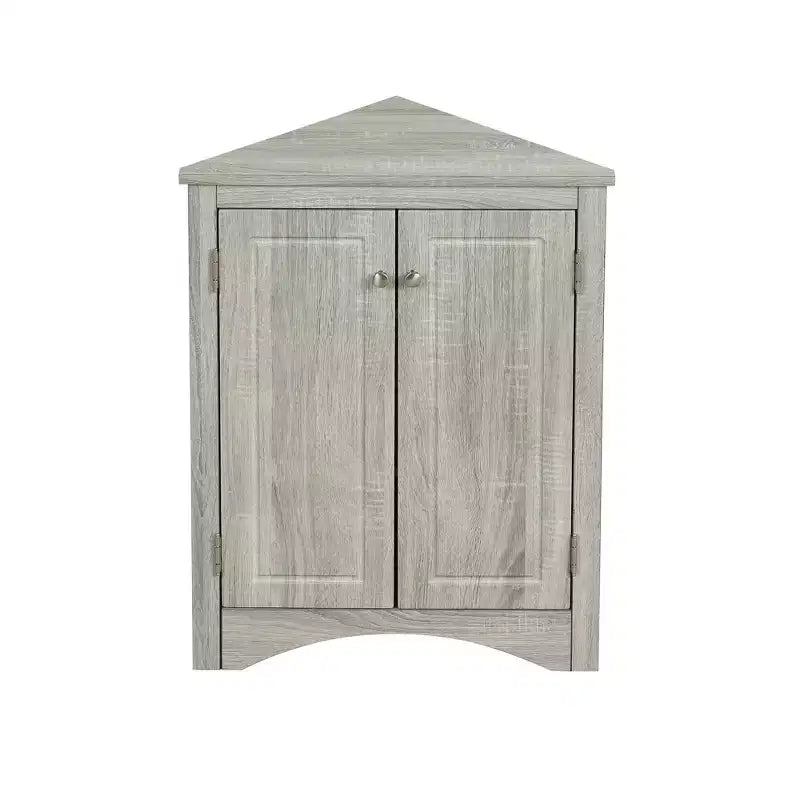 Rustic Corner Bathroom Storage Cabinet with Adjustable Shelves, Freestanding Floor Wood Cabinet - ModernLuxe
