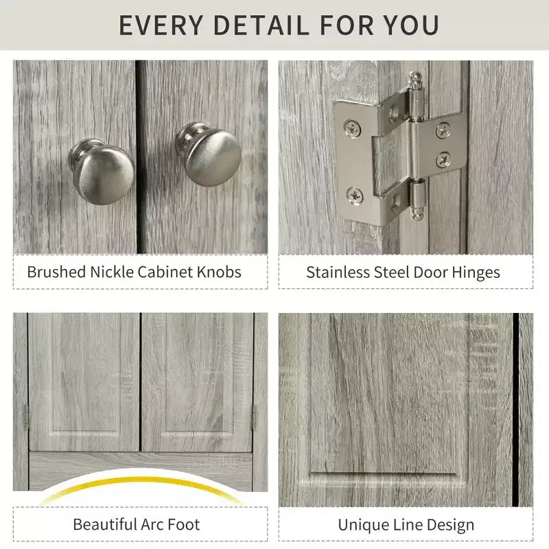 Rustic Corner Bathroom Storage Cabinet with Adjustable Shelves, Freestanding Floor Wood Cabinet - ModernLuxe