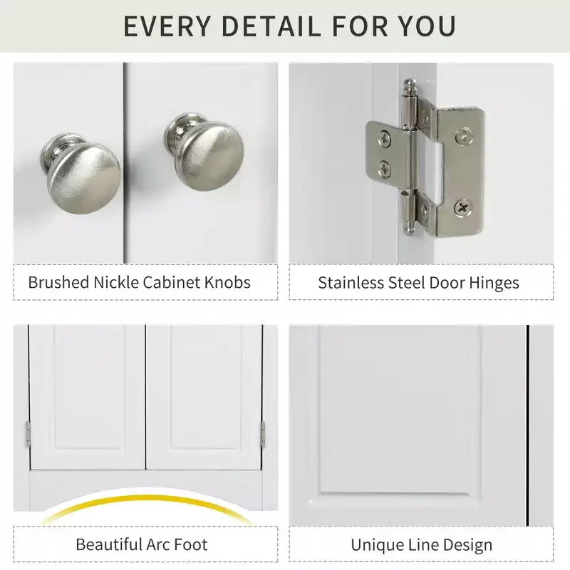 Rustic Corner Bathroom Storage Cabinet with Adjustable Shelves, Freestanding Floor Wood Cabinet - ModernLuxe