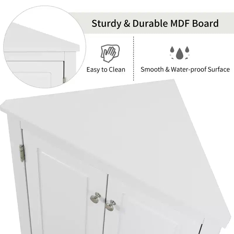Rustic Corner Bathroom Storage Cabinet with Adjustable Shelves, Freestanding Floor Wood Cabinet - ModernLuxe