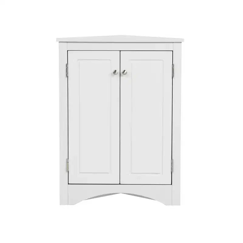 Rustic Corner Bathroom Storage Cabinet with Adjustable Shelves, Freestanding Floor Wood Cabinet - ModernLuxe