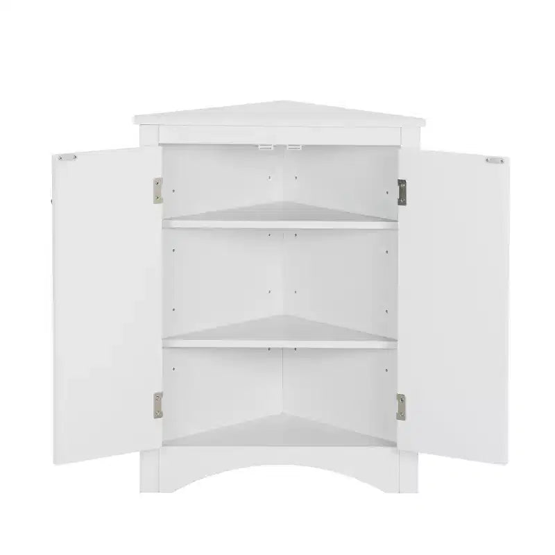 Rustic Corner Bathroom Storage Cabinet with Adjustable Shelves, Freestanding Floor Wood Cabinet - ModernLuxe