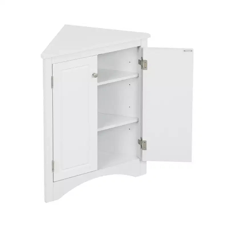Rustic Corner Bathroom Storage Cabinet with Adjustable Shelves, Freestanding Floor Wood Cabinet - ModernLuxe