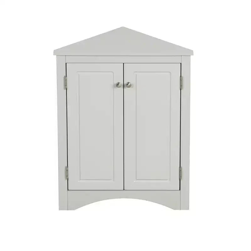 Rustic Corner Bathroom Storage Cabinet with Adjustable Shelves, Freestanding Floor Wood Cabinet - ModernLuxe