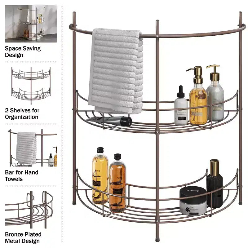 Lavish Home Pedestal Under Sink Organizer, Bronze