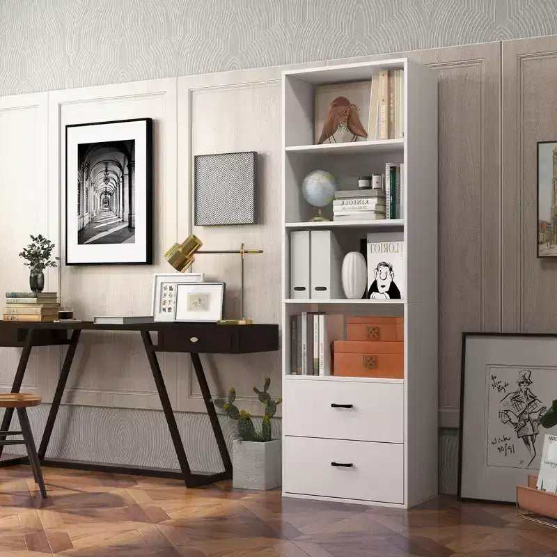 Costway 6-Tier Tall Bookshelf Freestanding Modern Bookcase Black Storage Cabinet White/Black