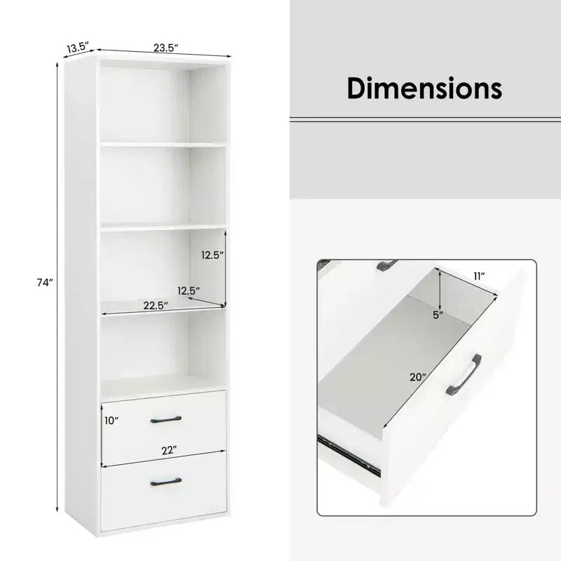 Costway 6-Tier Tall Bookshelf Freestanding Modern Bookcase Black Storage Cabinet White/Black