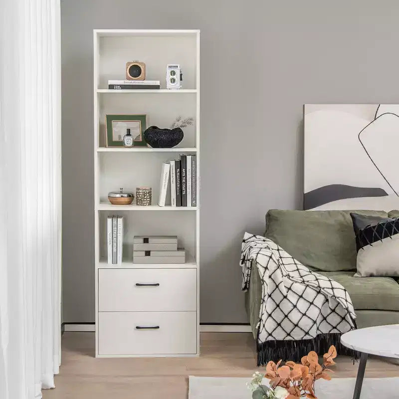 Costway 6-Tier Tall Bookshelf Freestanding Modern Bookcase Black Storage Cabinet White/Black