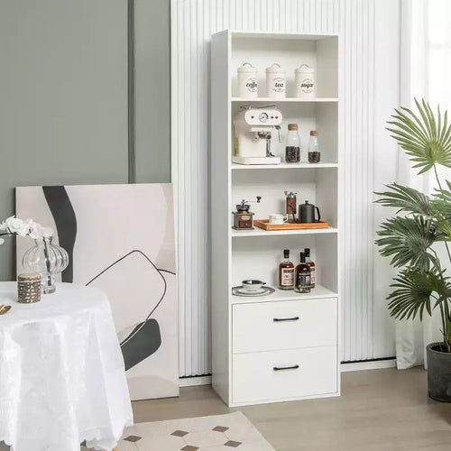 Costway 6-Tier Tall Bookshelf Freestanding Modern Bookcase Black Storage Cabinet White/Black