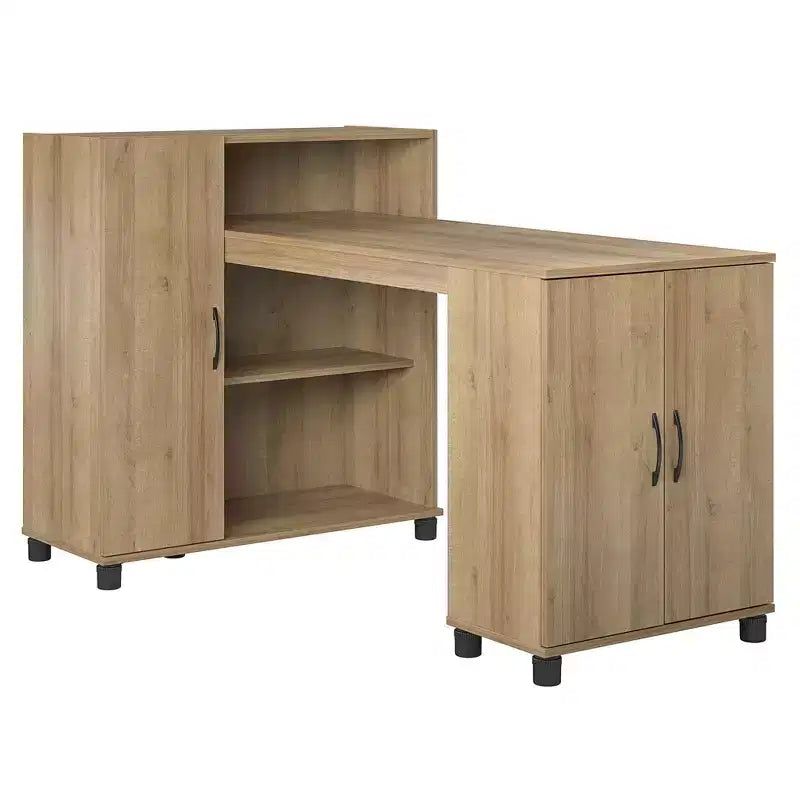 RealRooms Basin Hobby and Craft Desk with Open Shelving and Storage Cabinet