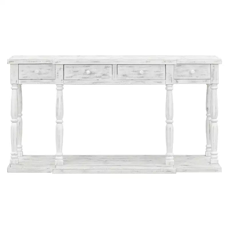 Retro Senior Console Table with 4 Front Facing Storage Drawers and 1 Shelf-ModernLuxe