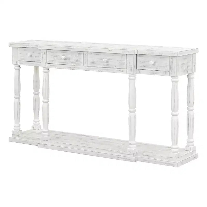 Retro Senior Console Table with 4 Front Facing Storage Drawers and 1 Shelf-ModernLuxe
