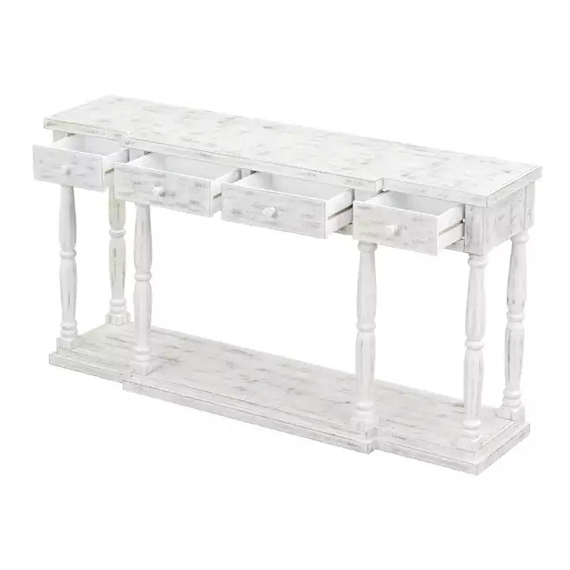 Retro Senior Console Table with 4 Front Facing Storage Drawers and 1 Shelf-ModernLuxe