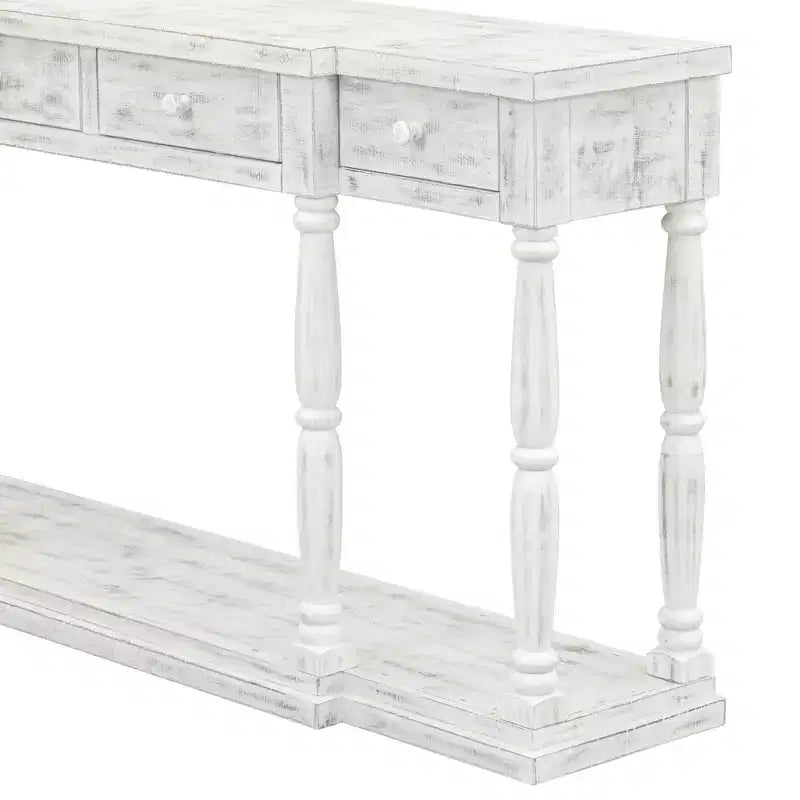Retro Senior Console Table with 4 Front Facing Storage Drawers and 1 Shelf-ModernLuxe
