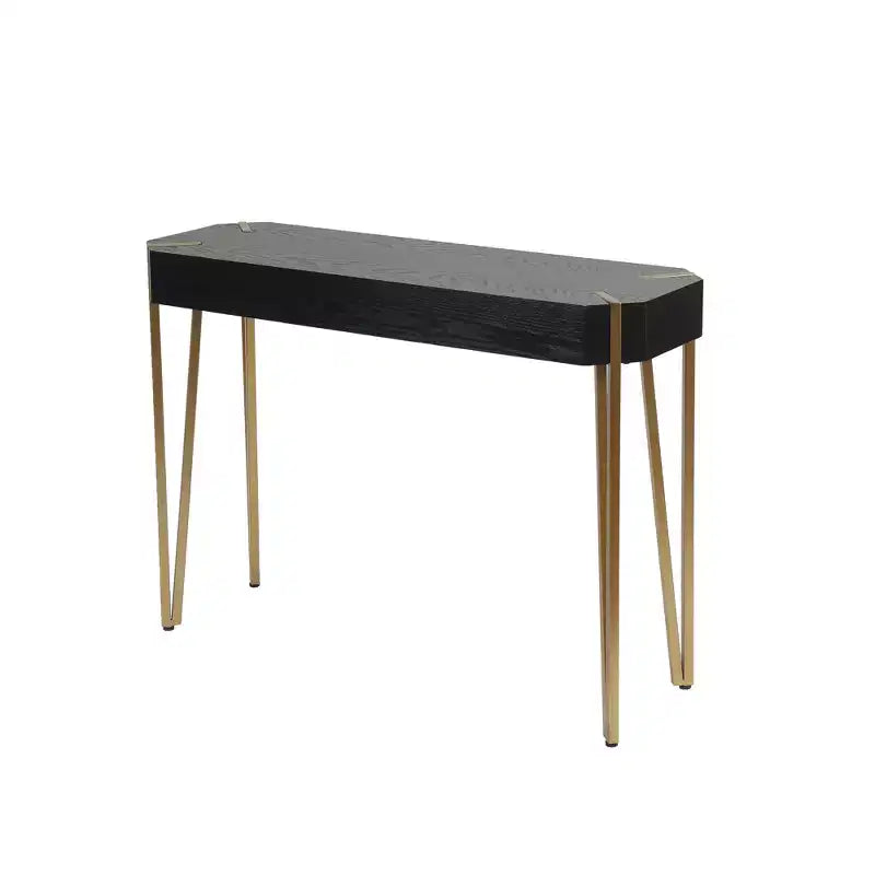 LuxenHome Black Wood and Gold Metal Console and Entry Table