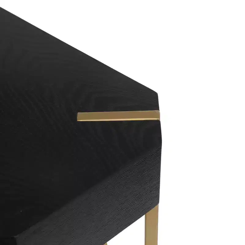LuxenHome Black Wood and Gold Metal Console and Entry Table