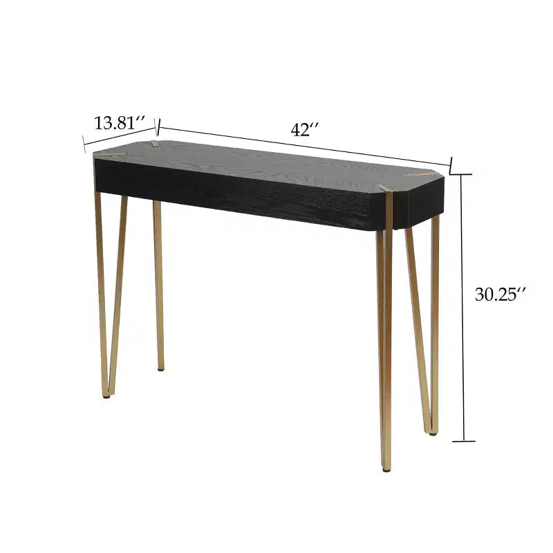 LuxenHome Black Wood and Gold Metal Console and Entry Table