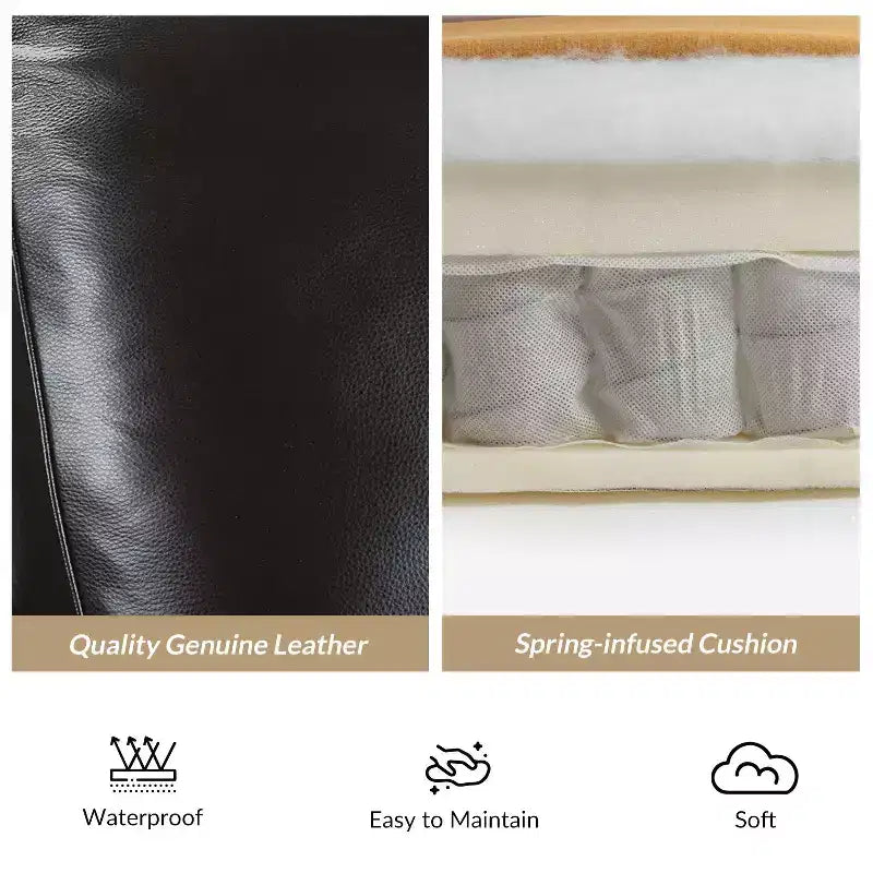 Set of 2 Theresa Modern Upholstery Genuine Leather Recliner with Nailhead Trim for Living Room and Bedroom| ART OF LIVING DESIGNS