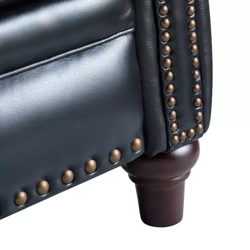Set of 2 Theresa Modern Upholstery Genuine Leather Recliner with Nailhead Trim for Living Room and Bedroom| ART OF LIVING DESIGNS