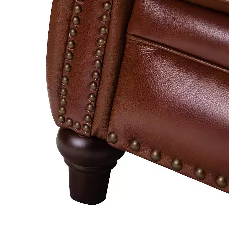 Set of 2 Theresa Modern Upholstery Genuine Leather Recliner with Nailhead Trim for Living Room and Bedroom| ART OF LIVING DESIGNS
