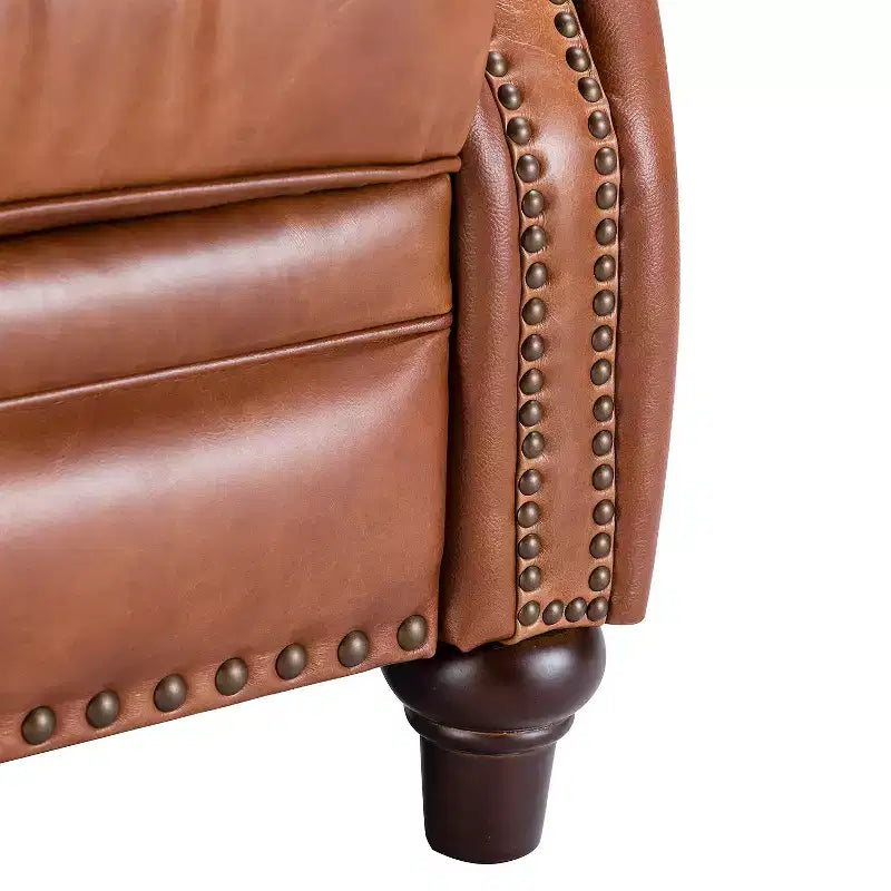 Set of 2 Theresa Modern Upholstery Genuine Leather Recliner with Nailhead Trim for Living Room and Bedroom| ART OF LIVING DESIGNS