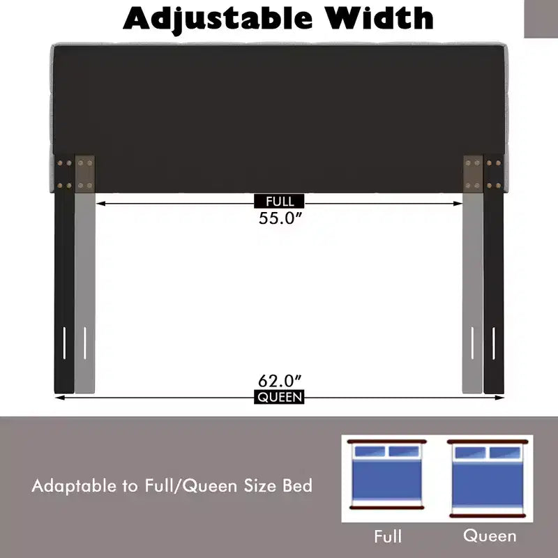 Costway Full/Queen Size Headboard Linen Fabric Upholstered Button Tufted Solid Wood Leg
