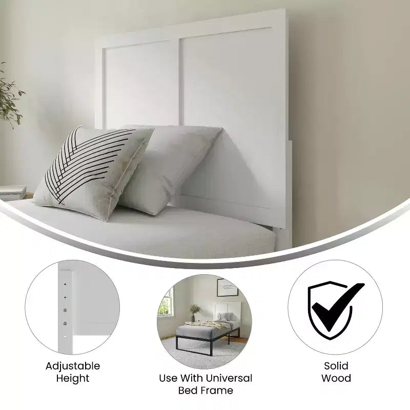 Flash Furniture Oliver Paneled Wooden Adjustable Headboard for Universal Metal Bed Frames