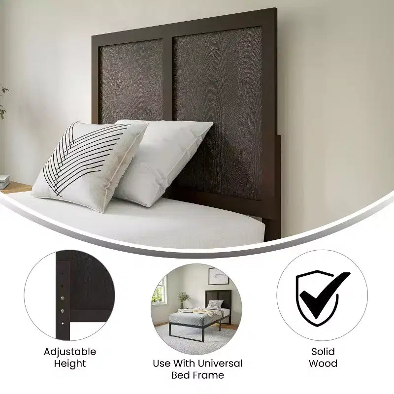 Flash Furniture Oliver Paneled Wooden Adjustable Headboard for Universal Metal Bed Frames