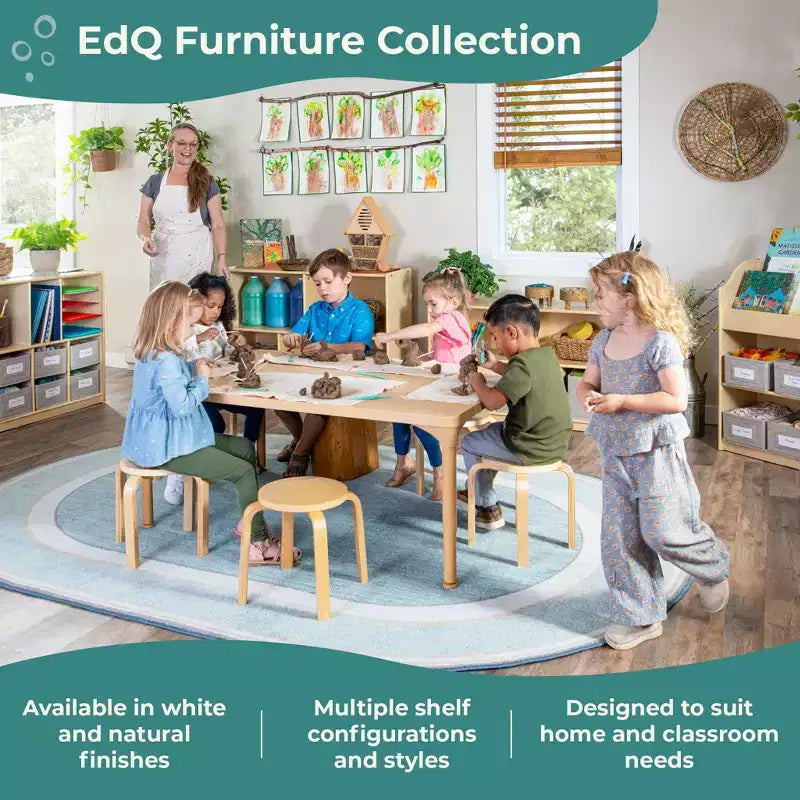 Guidecraft EdQ 3-Shelf 8-Compartment Storage 36: Wooden Cubby Cube Bookshelf Organizer, Home and Classroom Bookcase with Fabric Bins