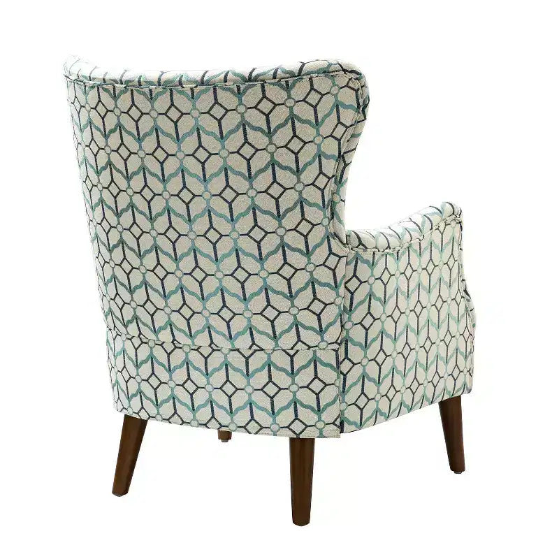 Nikolaus Comfy Living Room Armchair with Floral Fabric Pattern and Wingback| ART OF LIVING DESIGNS