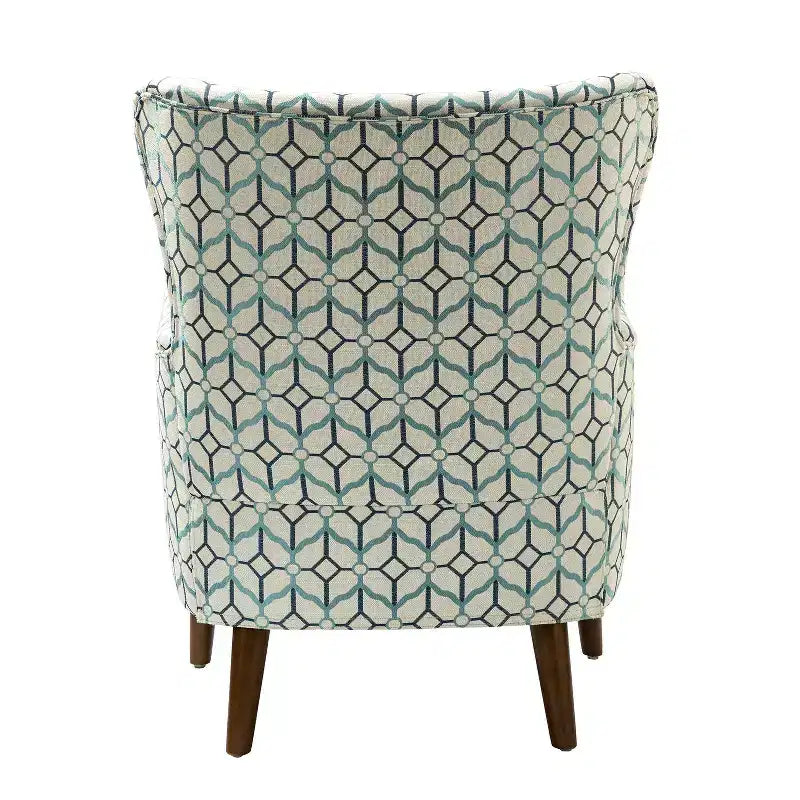Nikolaus Comfy Living Room Armchair with Floral Fabric Pattern and Wingback| ART OF LIVING DESIGNS