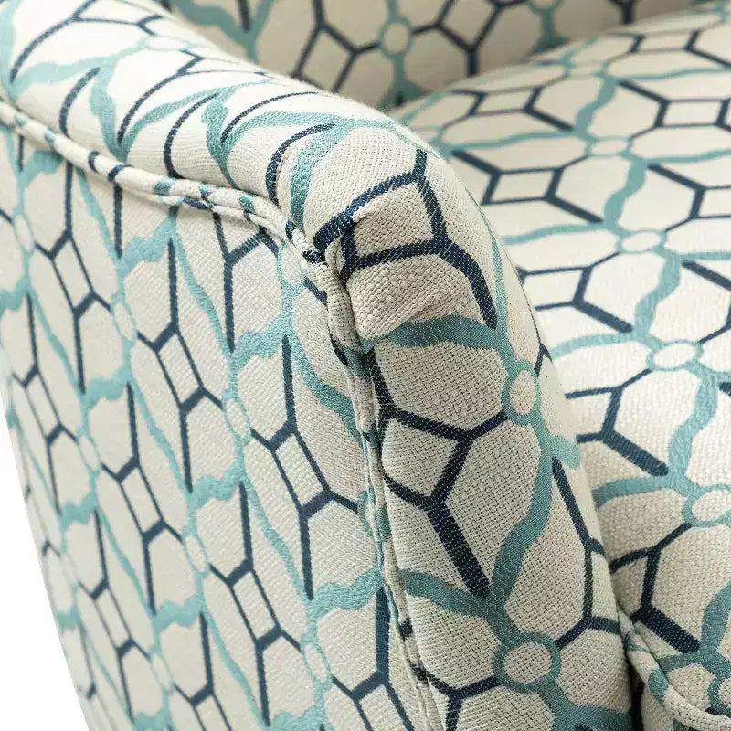 Nikolaus Comfy Living Room Armchair with Floral Fabric Pattern and Wingback| ART OF LIVING DESIGNS