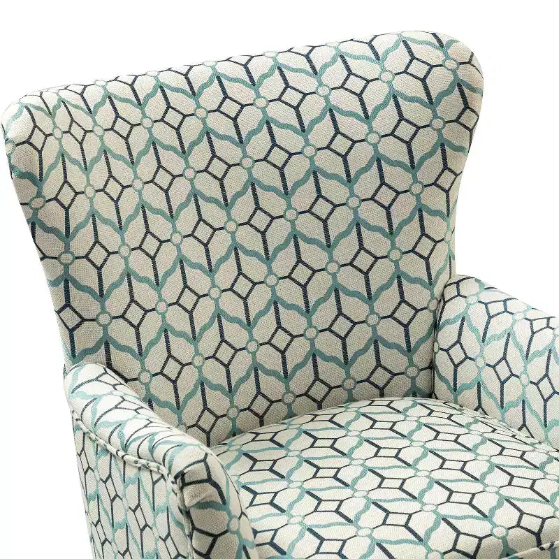 Nikolaus Comfy Living Room Armchair with Floral Fabric Pattern and Wingback| ART OF LIVING DESIGNS