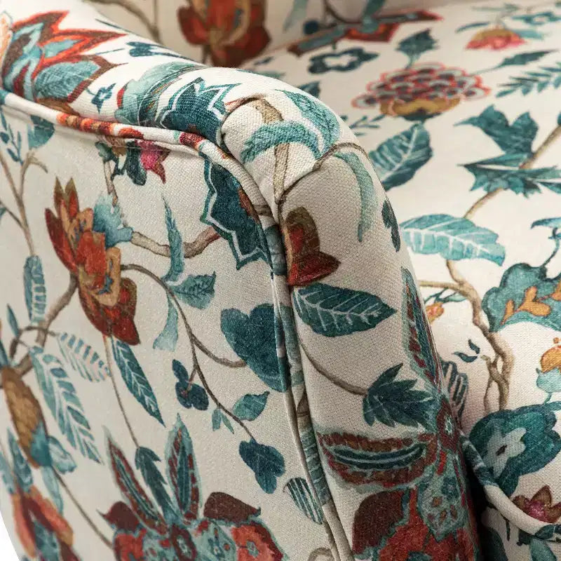 Nikolaus Comfy Living Room Armchair with Floral Fabric Pattern and Wingback| ART OF LIVING DESIGNS