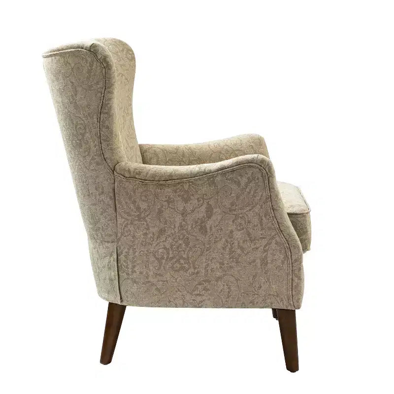 Nikolaus Comfy Living Room Armchair with Floral Fabric Pattern and Wingback| ART OF LIVING DESIGNS