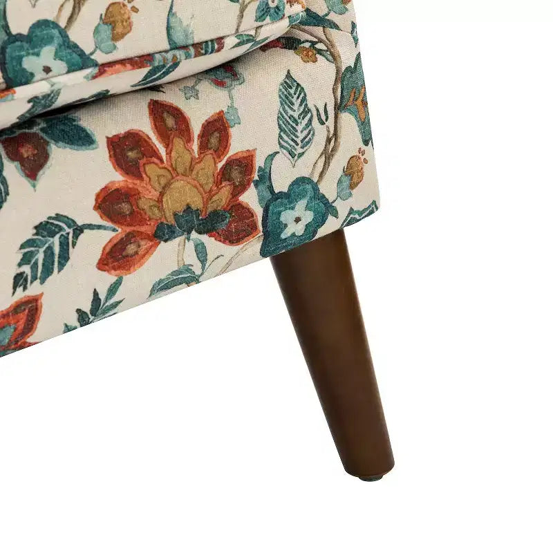 Nikolaus Comfy Living Room Armchair with Floral Fabric Pattern and Wingback| ART OF LIVING DESIGNS
